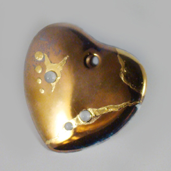 350. pendentif gd coeur perle or